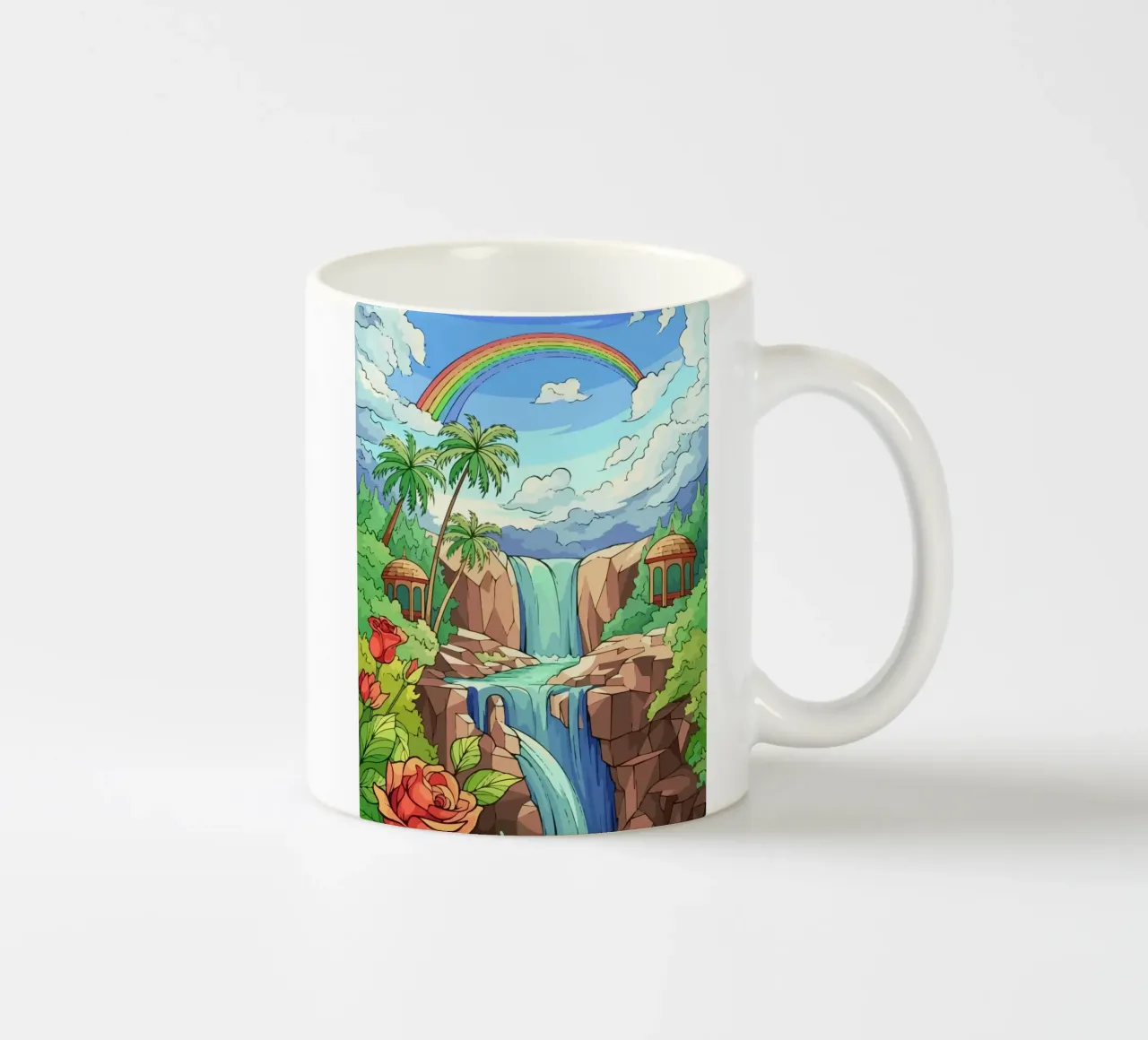 rainbow over the waterfall tazza in ceramica da Dumery Art