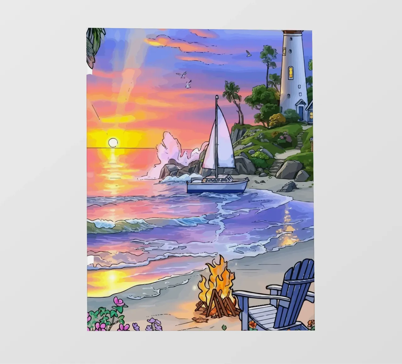 sunset on the beach pellicola backlit da Dumery Art
