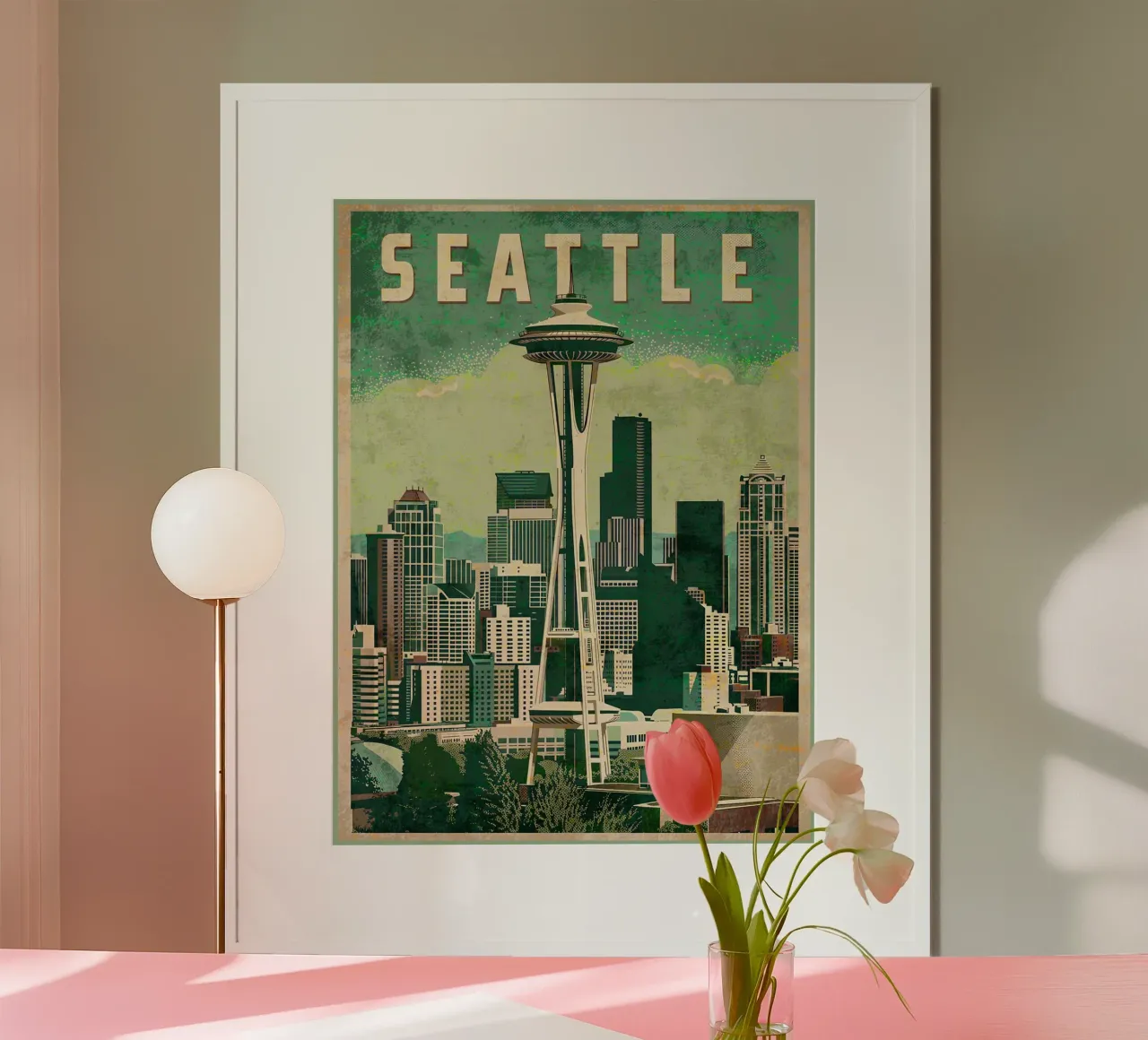 Seattle space needle paesaggio urbano grattacieli poster da Christine N Shay