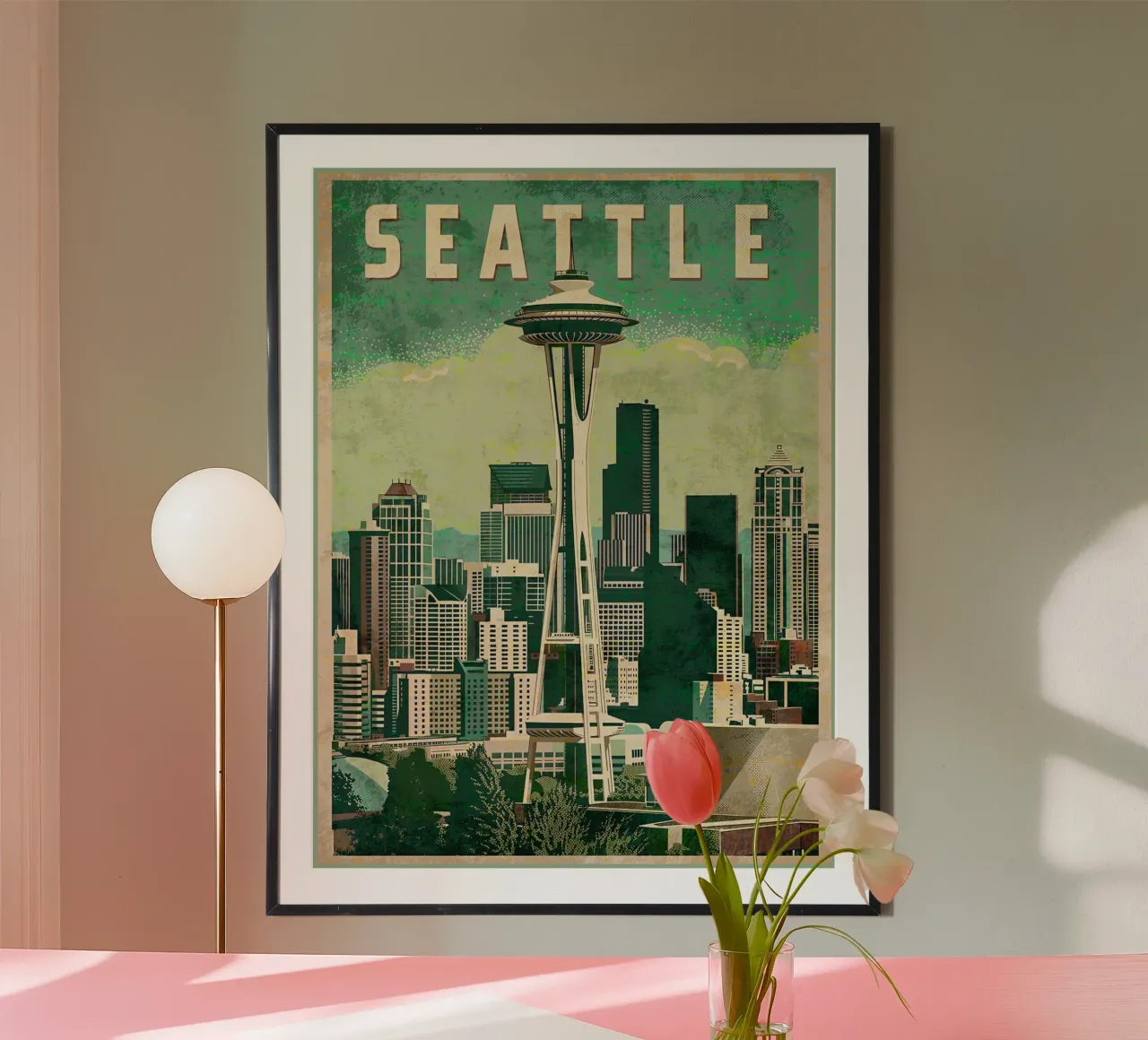 Seattle space needle paesaggio urbano grattacieli poster da Christine N Shay