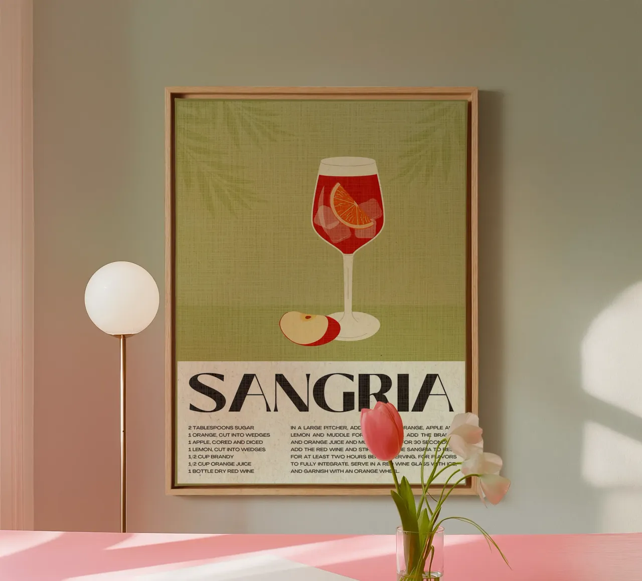 text sangria recipe sugar orange wedges canvas with Floater frame by Christine N Shay