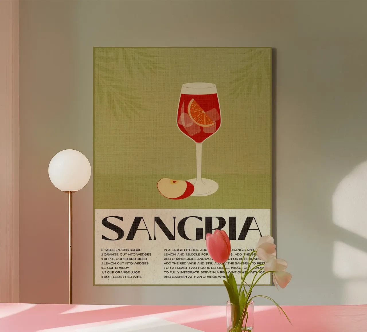 text sangria recipe sugar orange wedges canvas with Floater frame by Christine N Shay