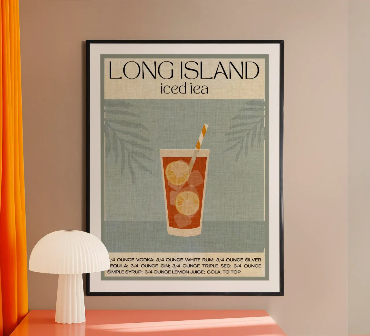 bicchiere da cocktail per tè freddo fette di limone cannuccia poster da Christine N Shay