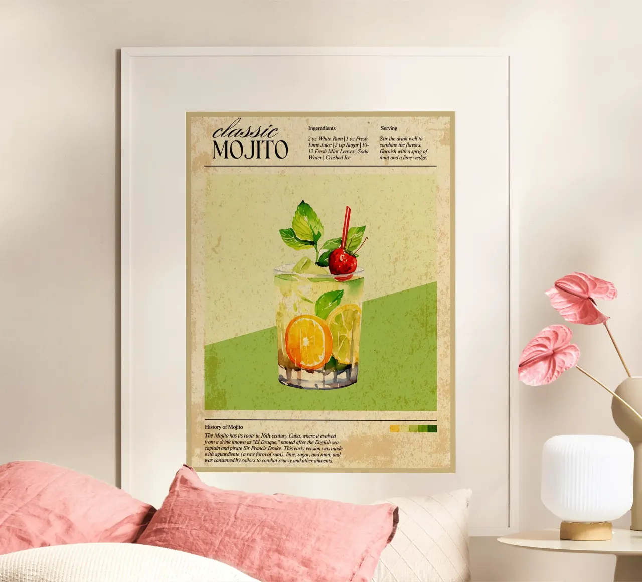 cocktail mojito drink lime menta ghiaccio poster da Christine N Shay