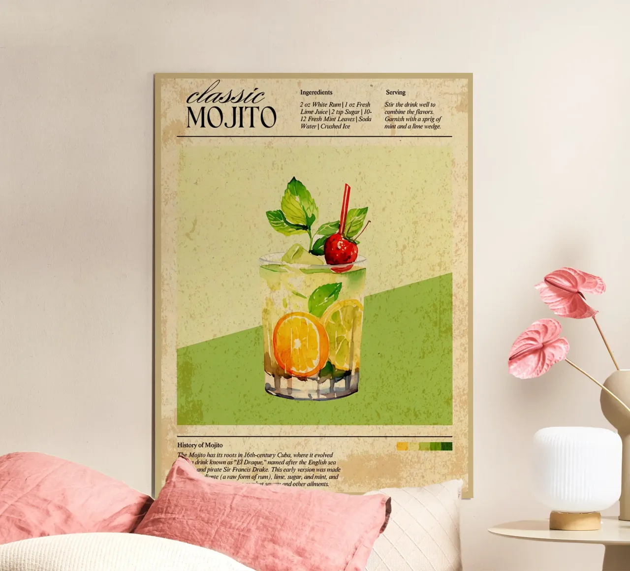 cocktail mojito drink lime menta ghiaccio poster da Christine N Shay