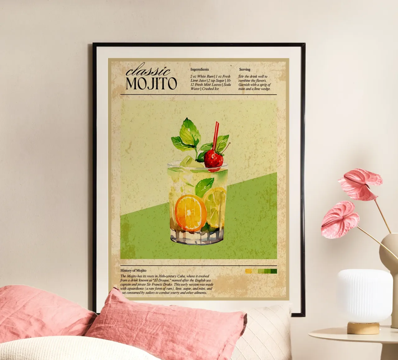 cocktail mojito drink lime menta ghiaccio poster da Christine N Shay