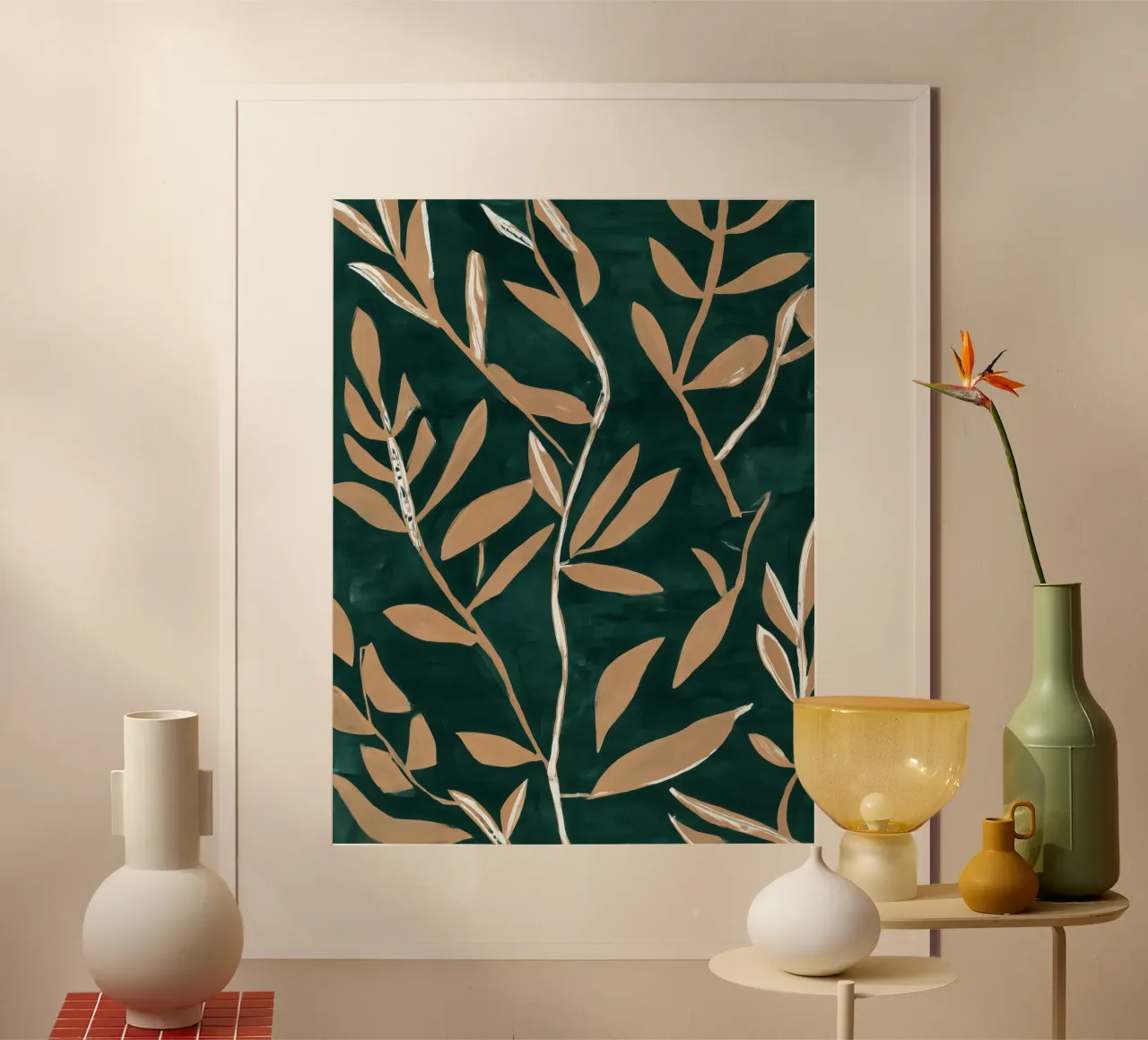 Quiete verdeggiante poster con telaio in alluminio da Seed & Signal