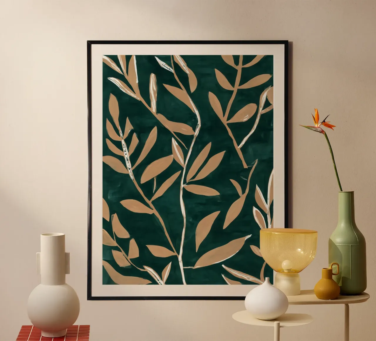 Quiete verdeggiante poster con telaio in alluminio da Seed & Signal