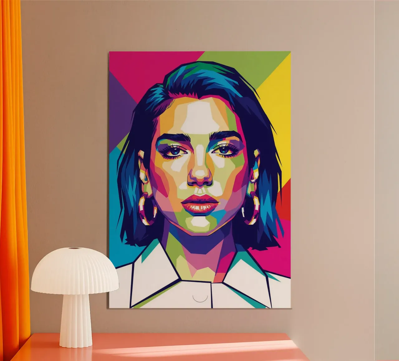 Ritratto pop art di Dua Lipa #2 poster con telaio in alluminio da Hantamrata