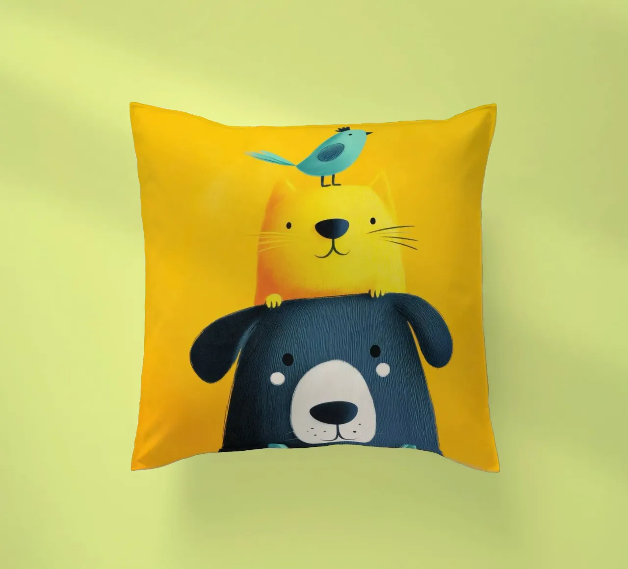 Bear, Cat, Cat, Bird cuscino da Kiara