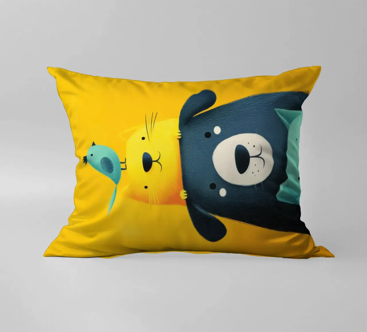 Bear, Cat, Cat, Bird cuscino da Kiara