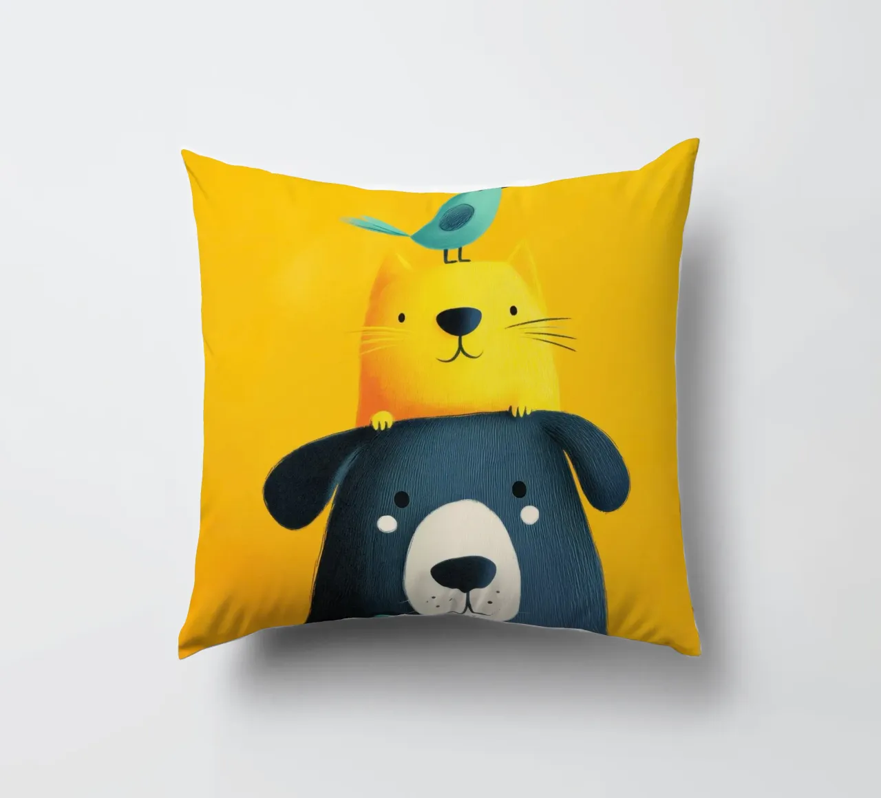 Bear, Cat, Cat, Bird cuscino da Kiara