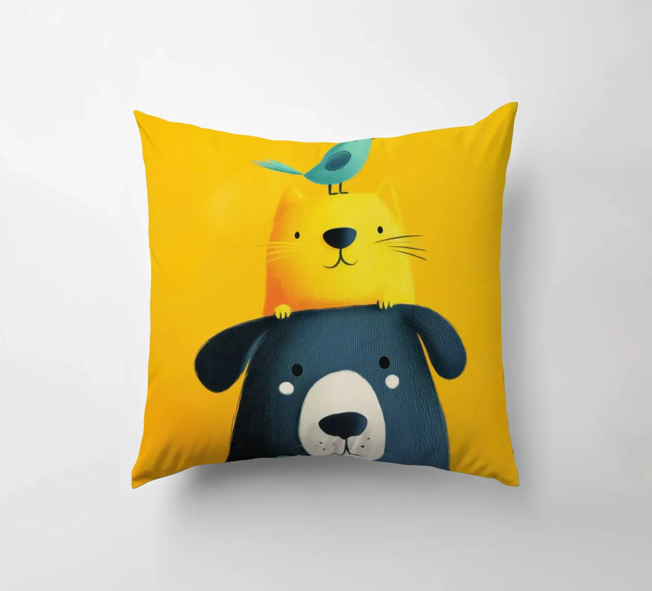 Bear, Cat, Cat, Bird cuscino da Kiara