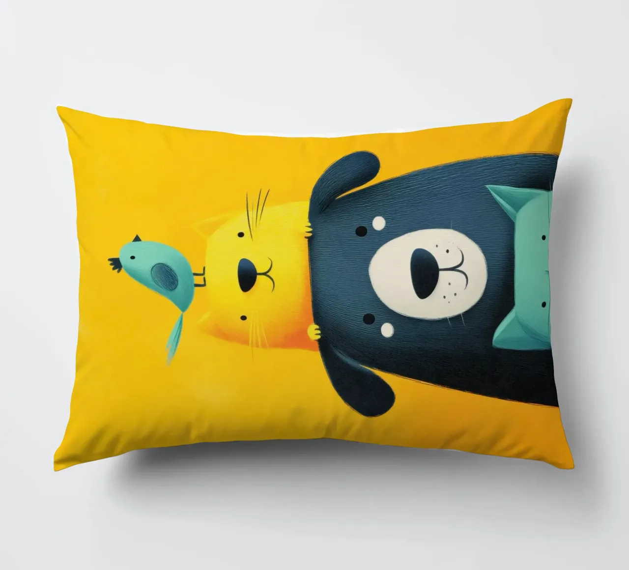 Bear, Cat, Cat, Bird cuscino da Kiara