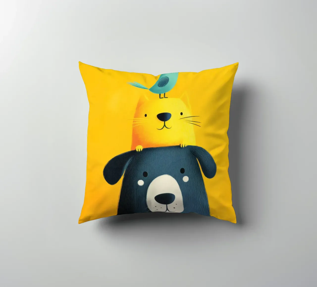 Bear, Cat, Cat, Bird cuscino da Kiara
