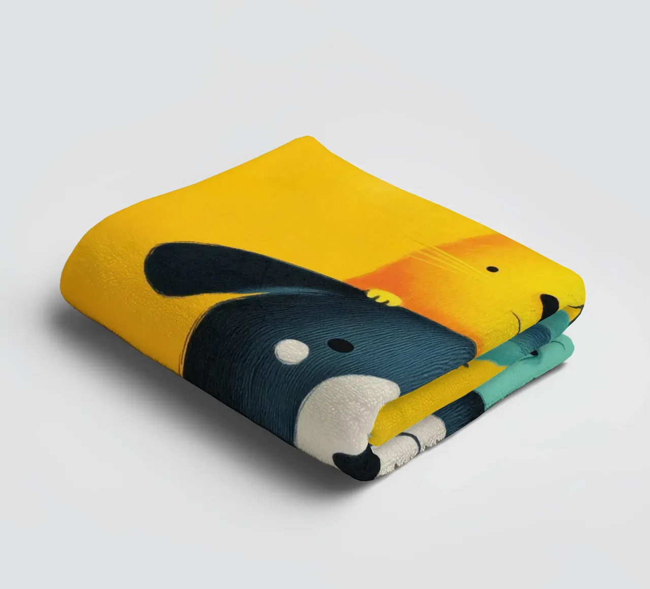 Bear, Cat, Cat, Bird towel by Kiara