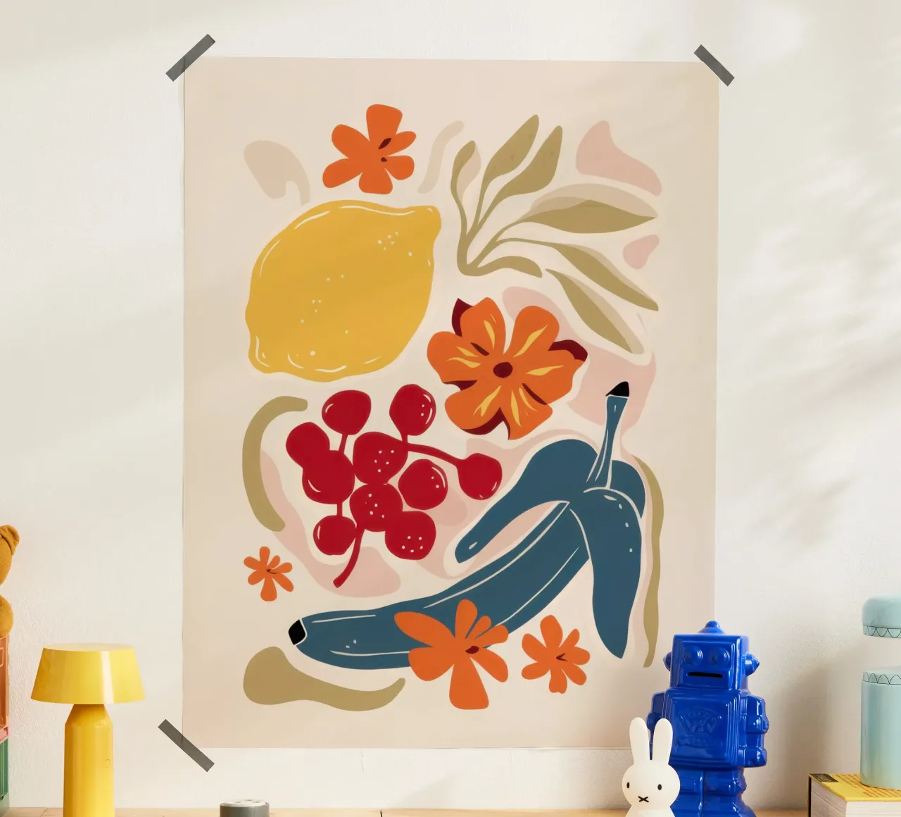 Dekonstruierte Fruchtharmonie Poster mit Aluminium Rahmen von Scaller Stars