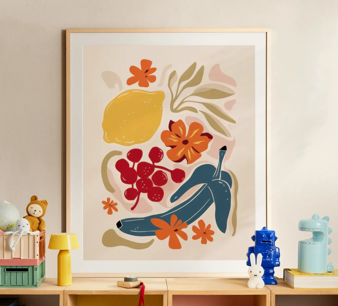Dekonstruierte Fruchtharmonie Poster mit Aluminium Rahmen von Scaller Stars
