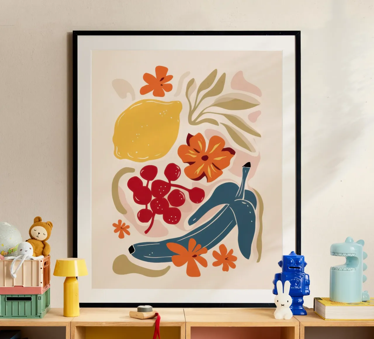 Dekonstruierte Fruchtharmonie Poster mit Aluminium Rahmen von Scaller Stars