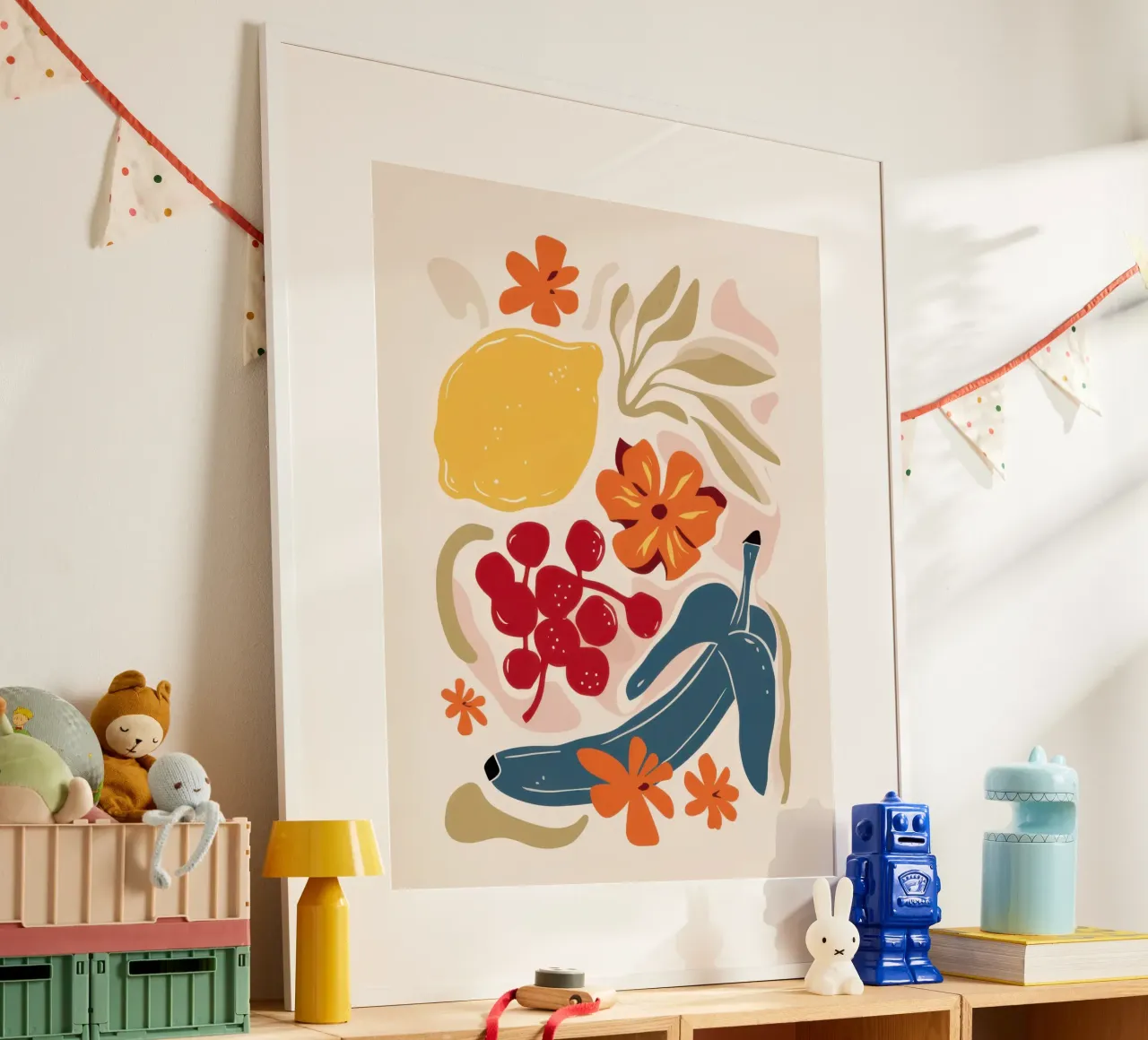 Dekonstruierte Fruchtharmonie Poster mit Aluminium Rahmen von Scaller Stars