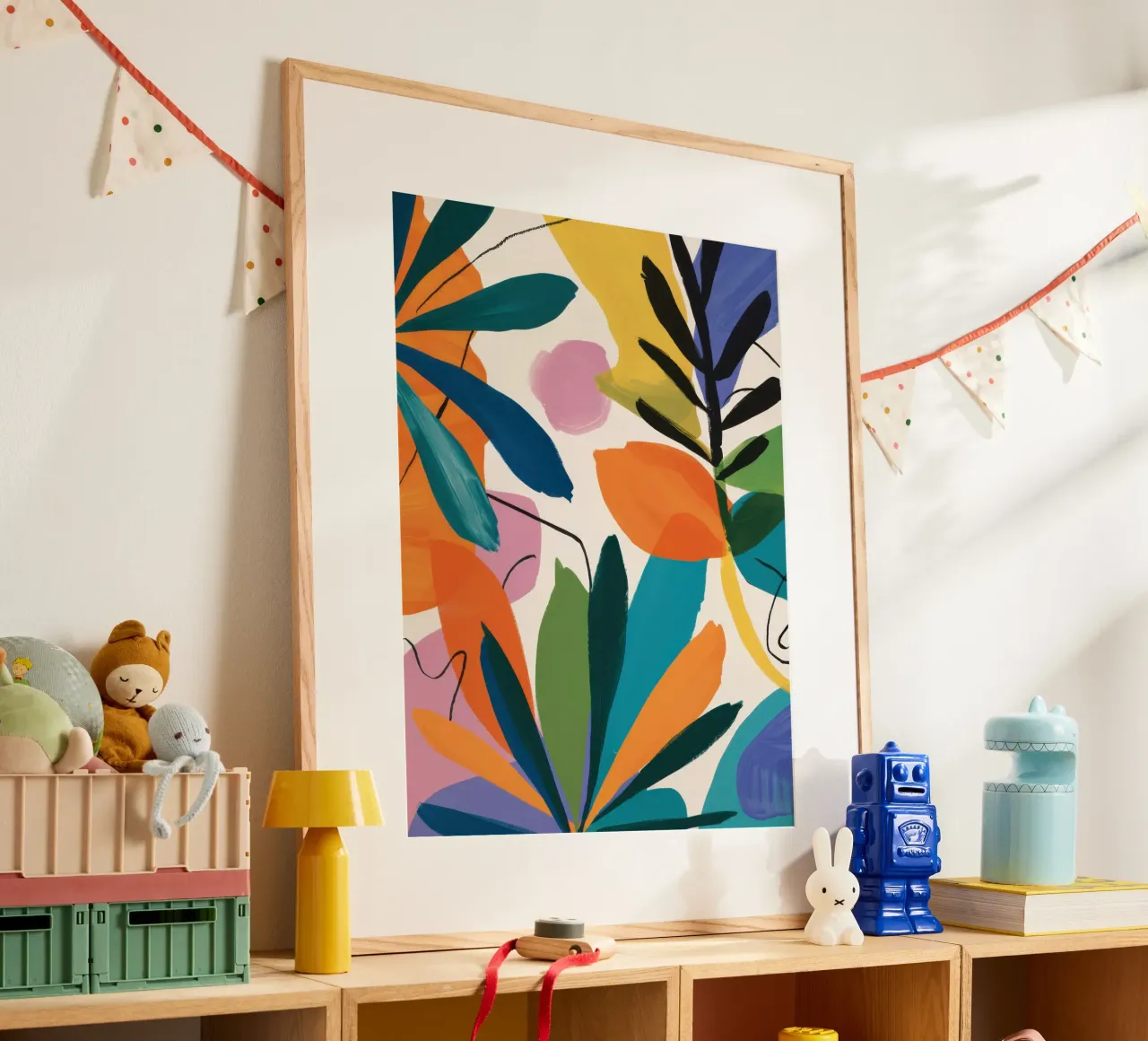 Paesaggio da sogno fauvista tropicale poster con telaio in legno da Snow Mist