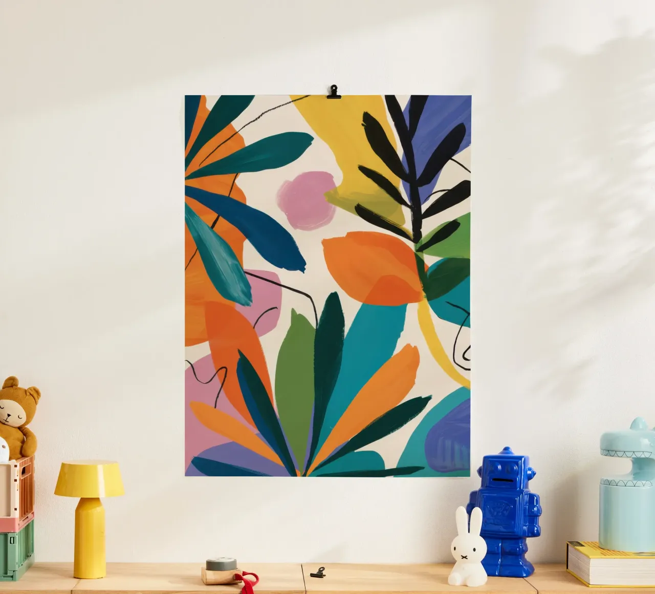 Paesaggio da sogno fauvista tropicale poster con telaio in legno da Snow Mist