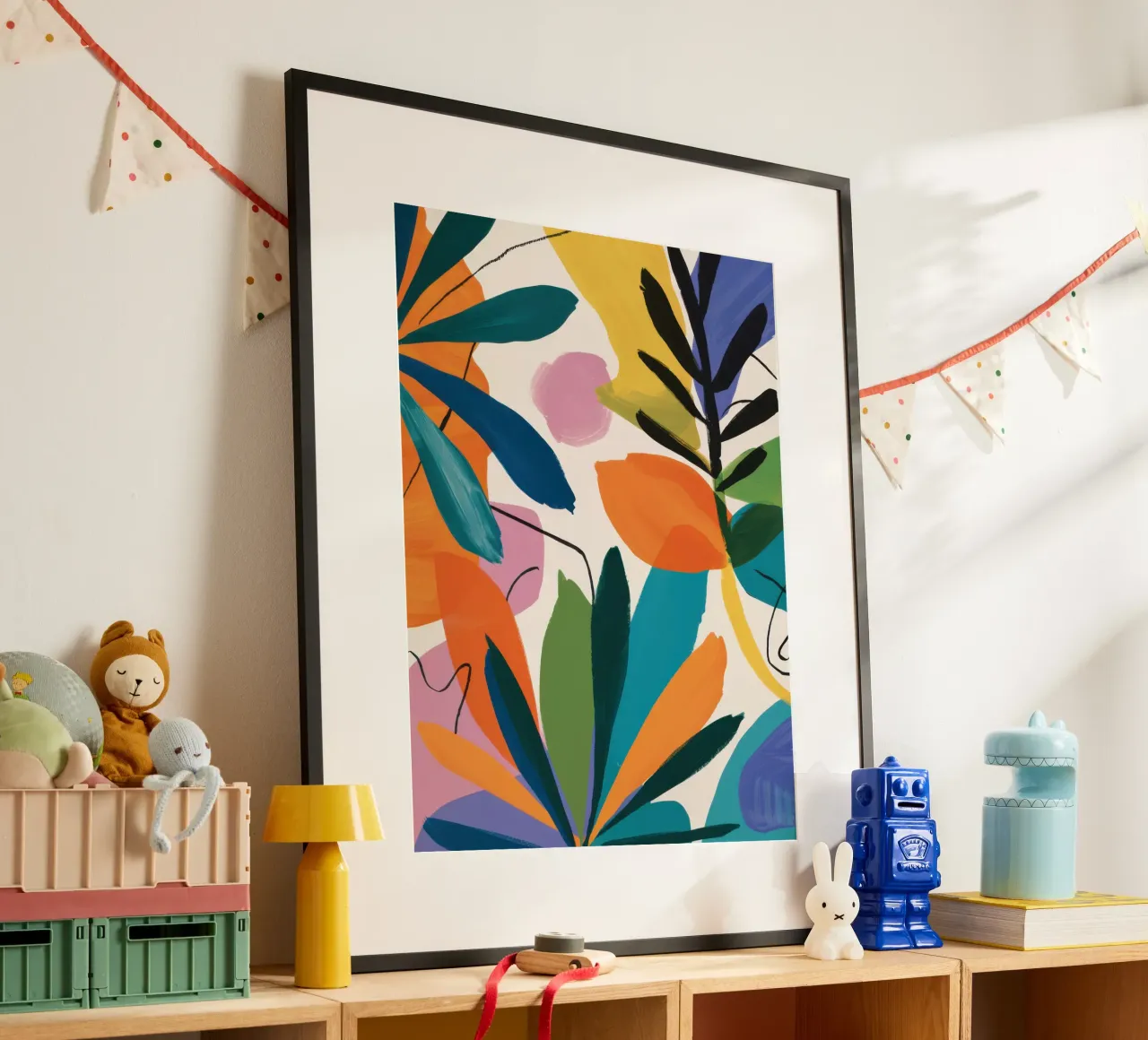 Paesaggio da sogno fauvista tropicale poster con telaio in legno da Snow Mist