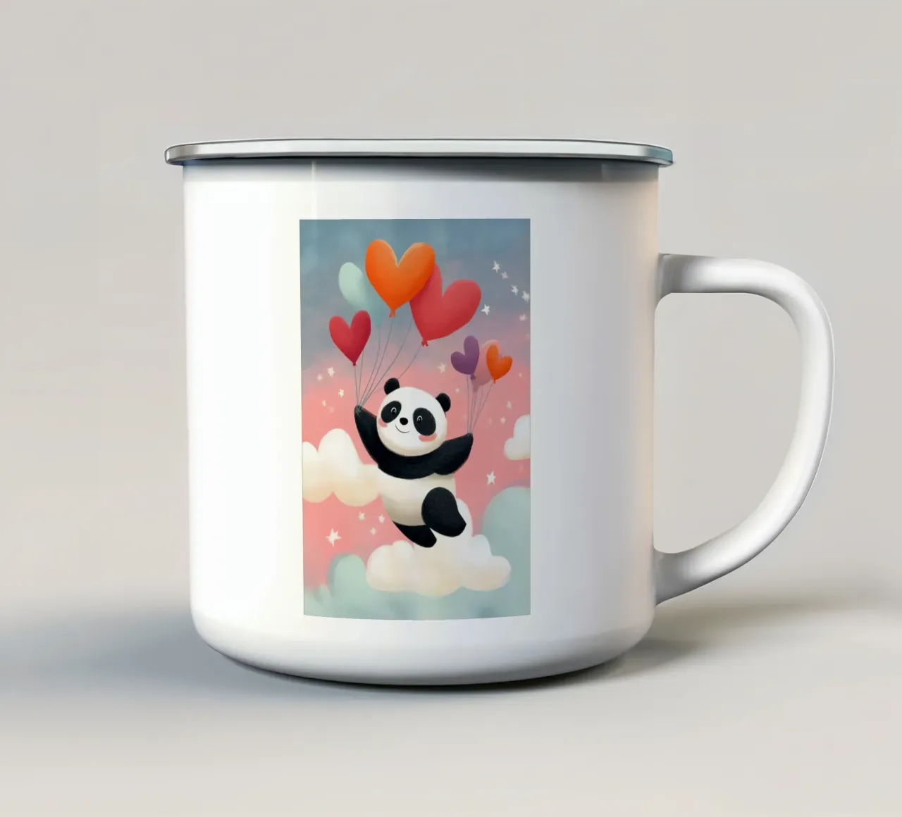 Panda in the Sky tazza in smalto da Kiara