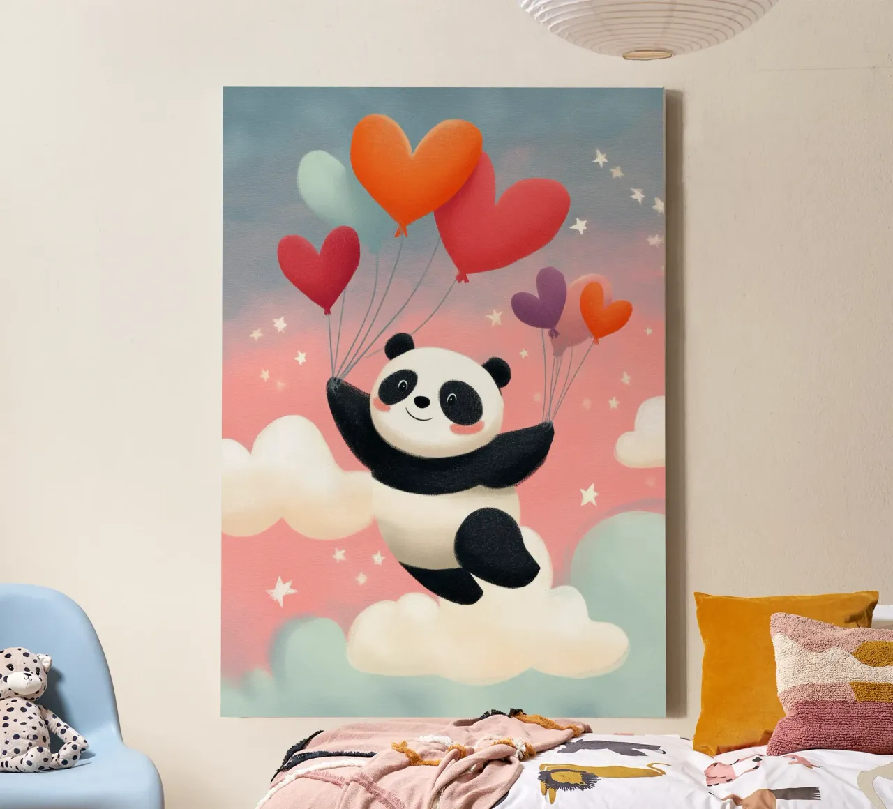 Panda in the Sky tela con Cornice a cassetta da Kiara
