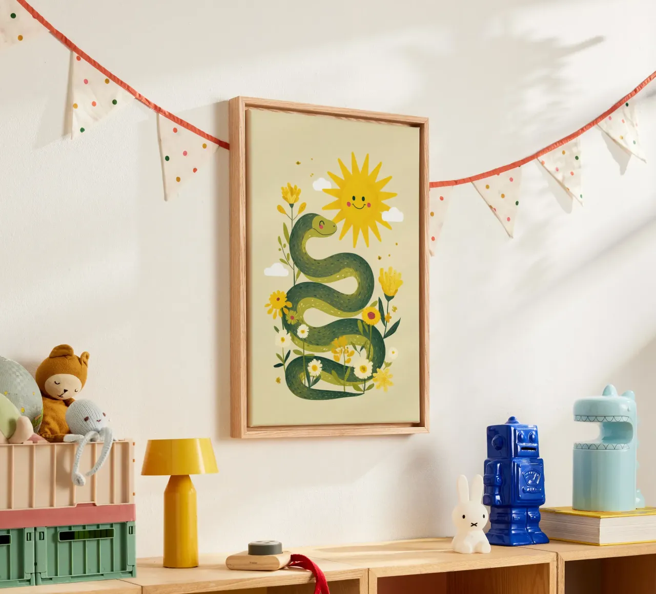 Smiley Sun & Snakey Fun tela con Cornice a cassetta da Kiara