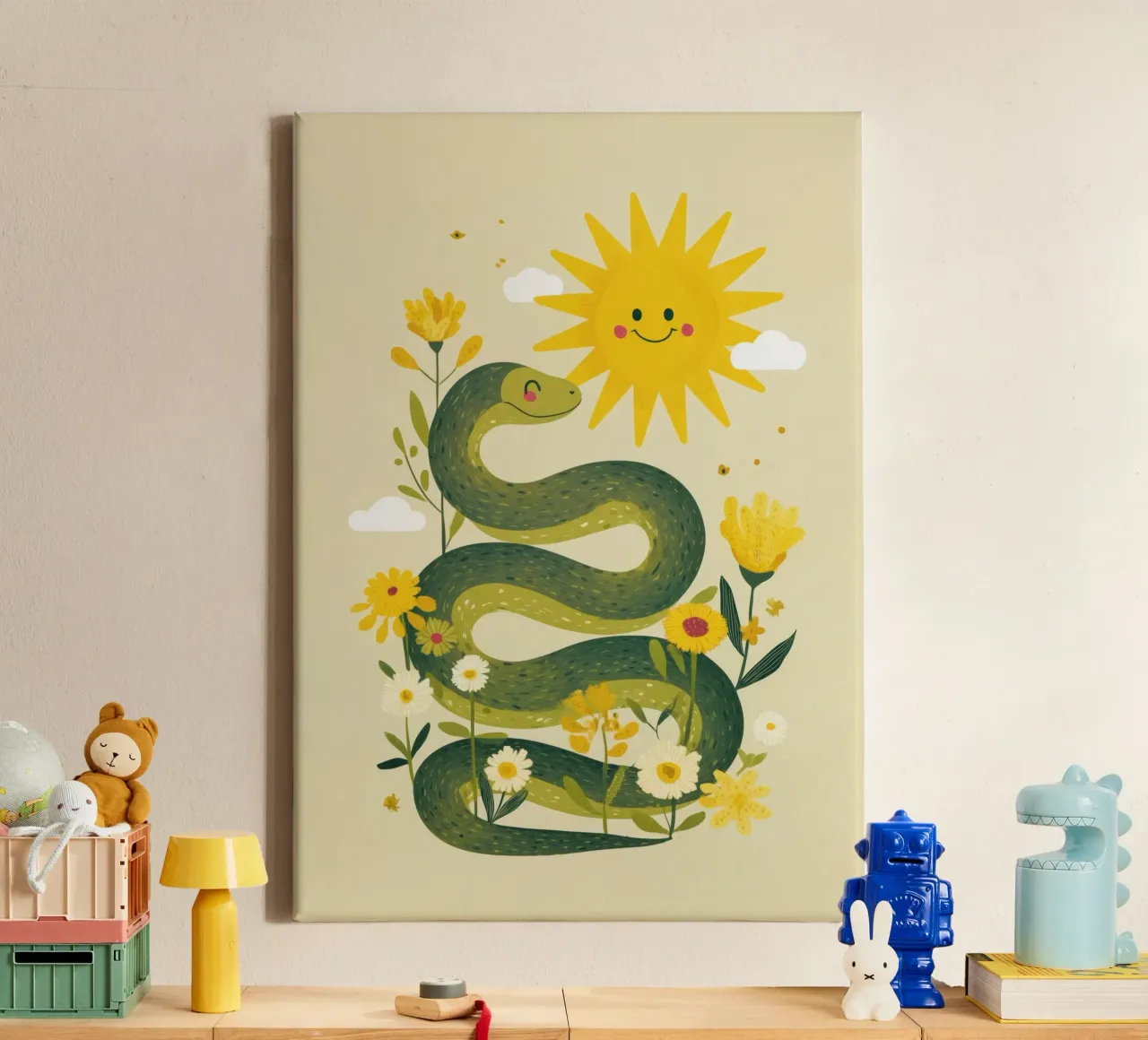 Smiley Sun & Snakey Fun tela con Cornice a cassetta da Kiara