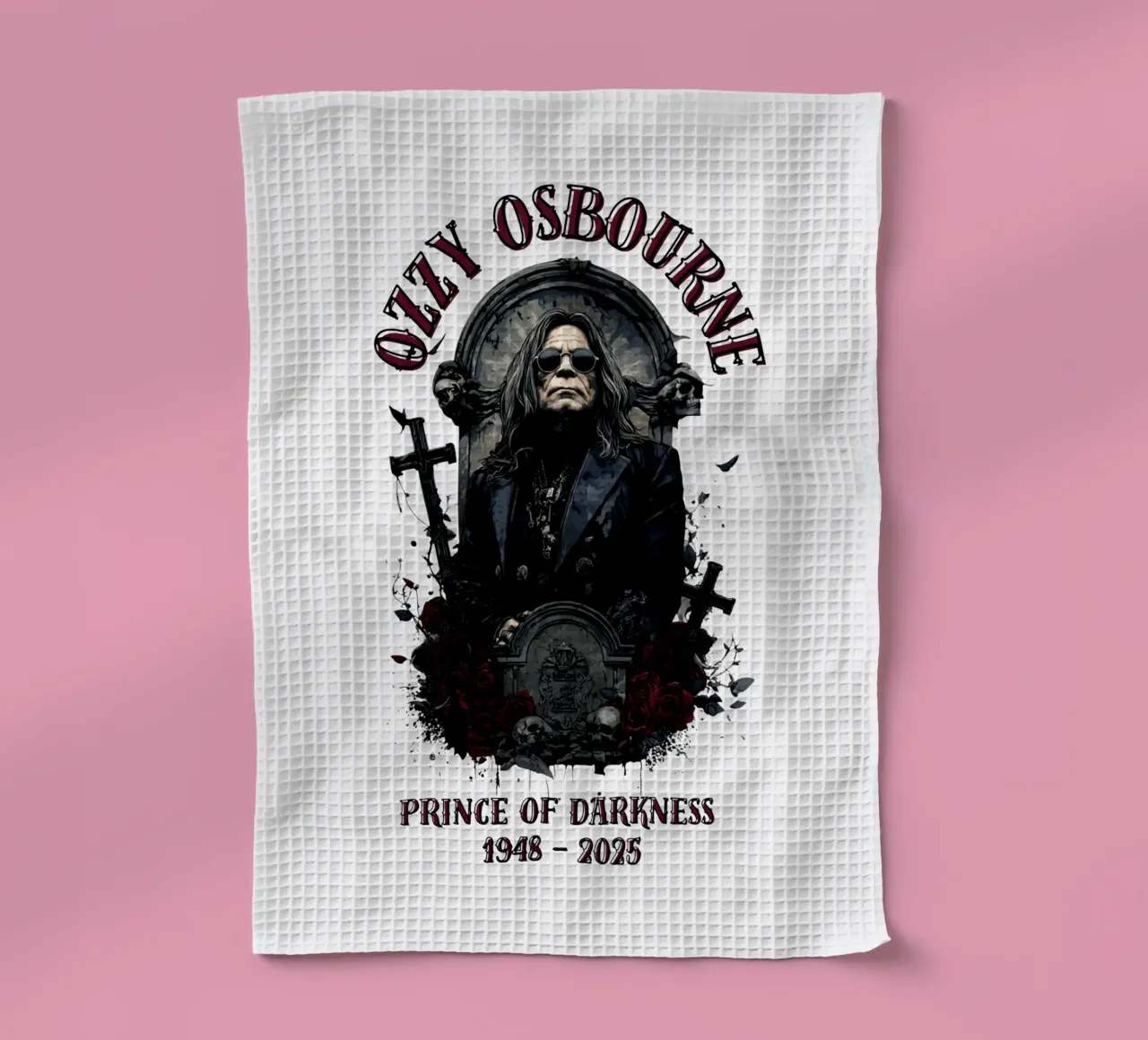 Riposa in pace Ozzy Osbourne canovaccio da cucina da https://www.juniqe.com/uk/shop/Henndraws