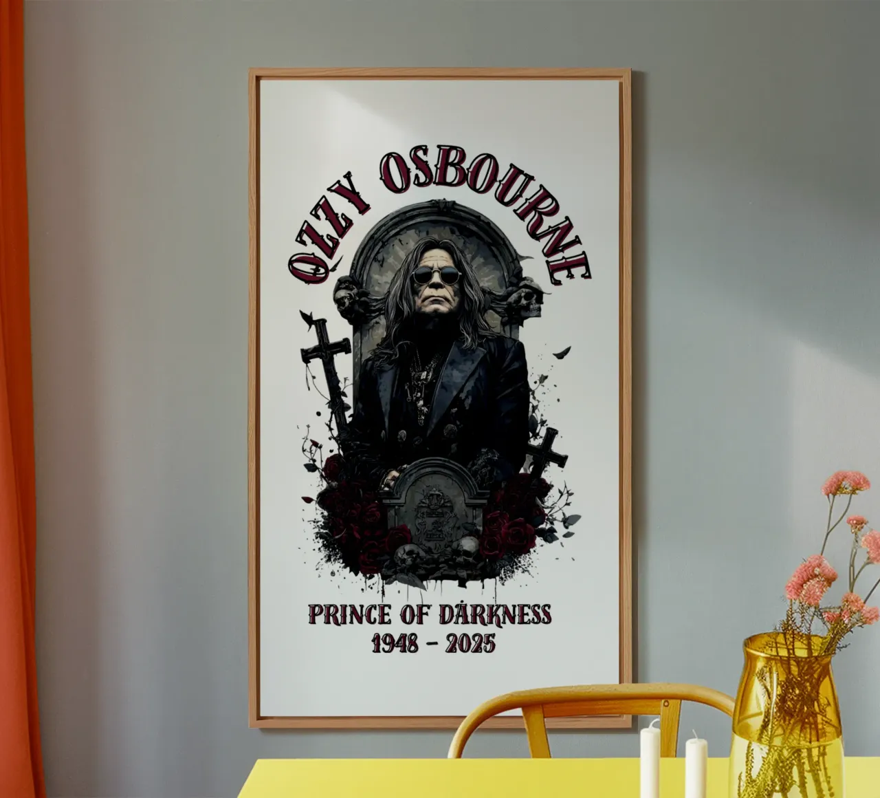 Riposa in pace Ozzy Osbourne alluminio dibond da https://www.juniqe.com/uk/shop/Henndraws