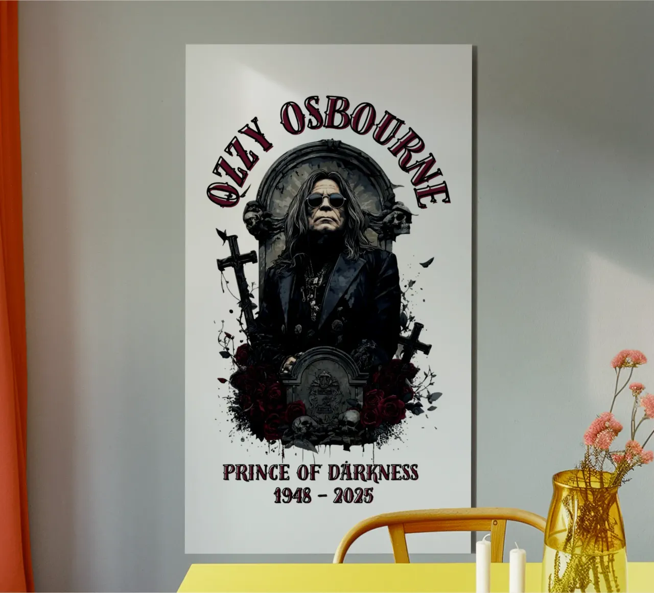 Riposa in pace Ozzy Osbourne alluminio dibond da https://www.juniqe.com/uk/shop/Henndraws