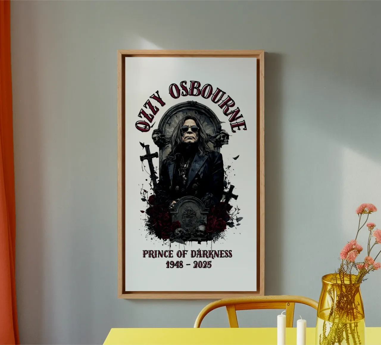 Riposa in pace Ozzy Osbourne tela con Cornice a cassetta da https://www.juniqe.com/uk/shop/Henndraws