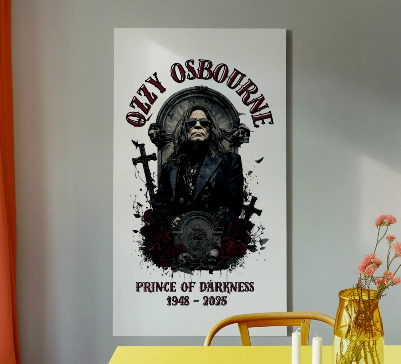 Riposa in pace Ozzy Osbourne tela con Cornice a cassetta da https://www.juniqe.com/uk/shop/Henndraws