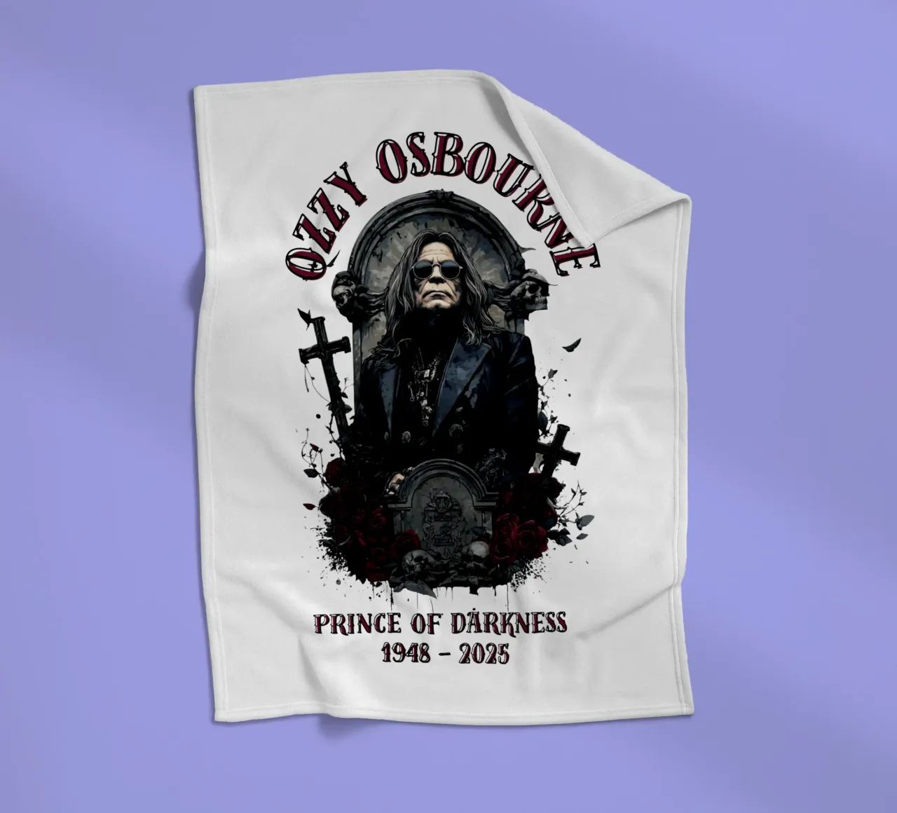Riposa in pace Ozzy Osbourne coperta in pile da https://www.juniqe.com/uk/shop/Henndraws