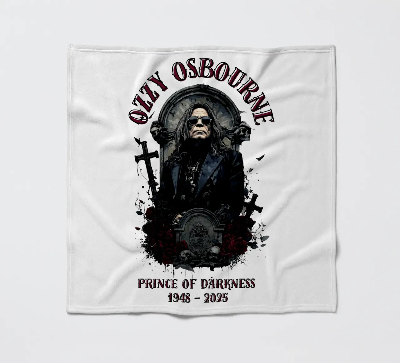 Riposa in pace Ozzy Osbourne coperta in pile da https://www.juniqe.com/uk/shop/Henndraws