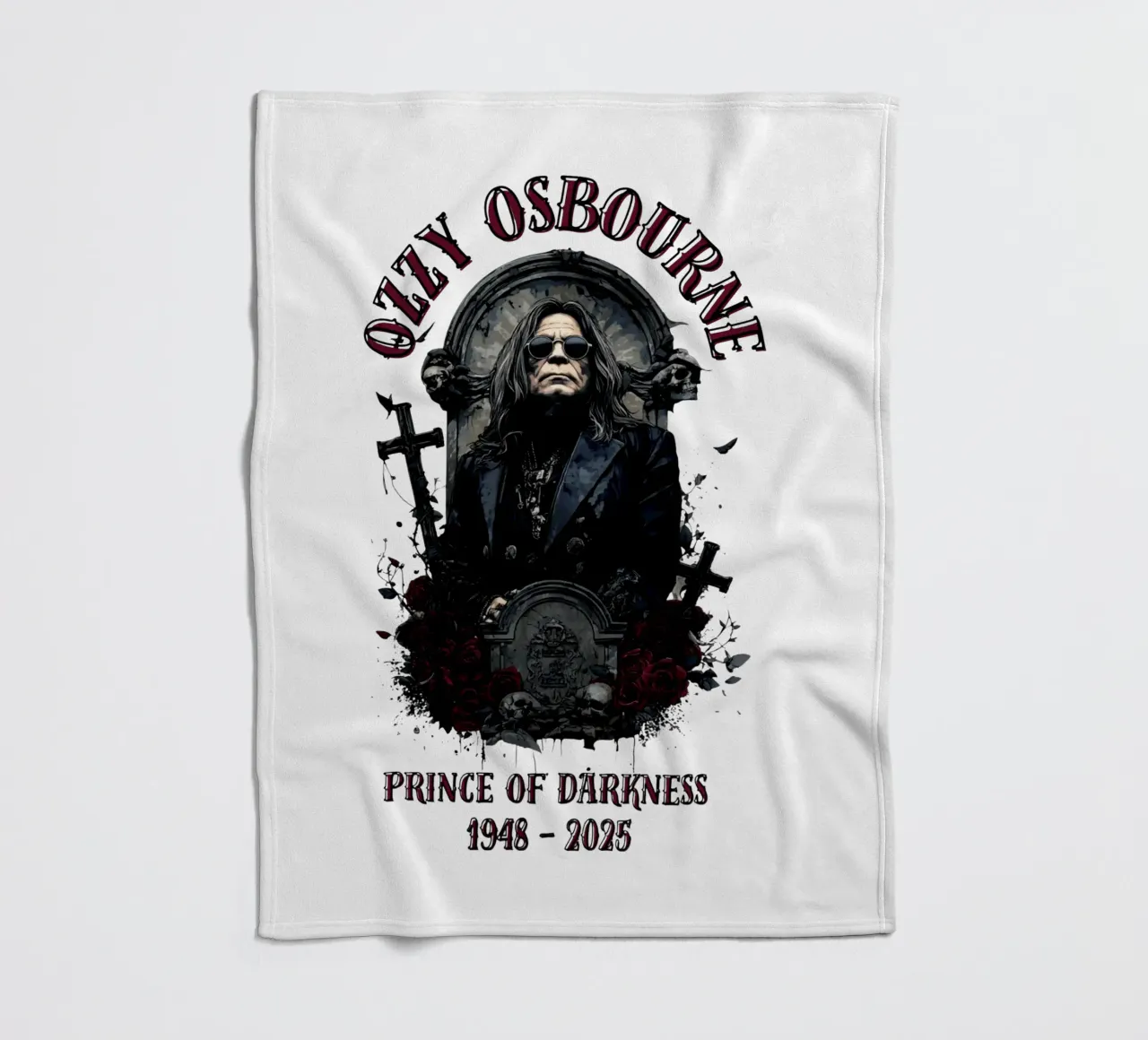 Riposa in pace Ozzy Osbourne coperta in pile da https://www.juniqe.com/uk/shop/Henndraws