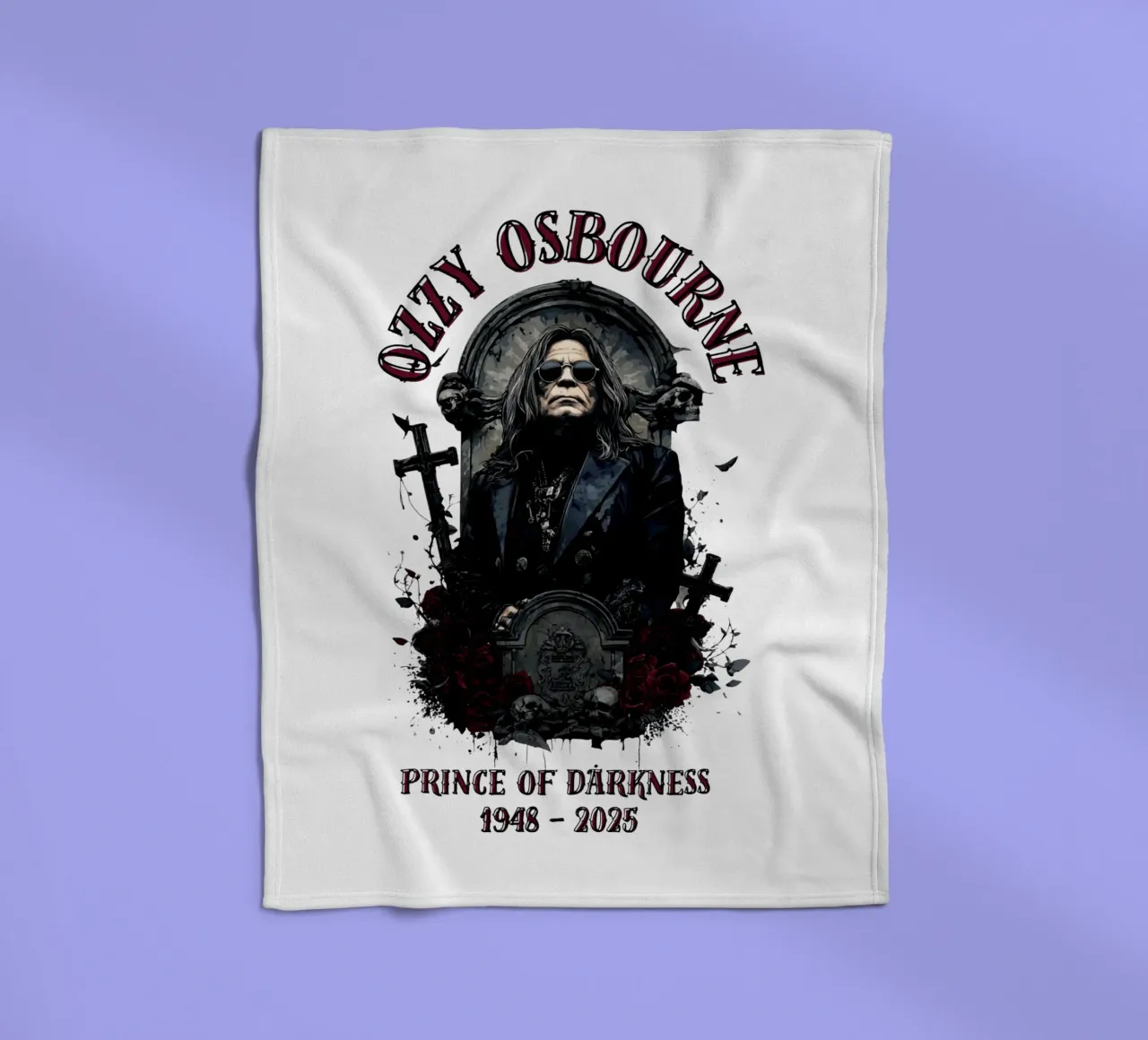 Riposa in pace Ozzy Osbourne coperta in pile da https://www.juniqe.com/uk/shop/Henndraws