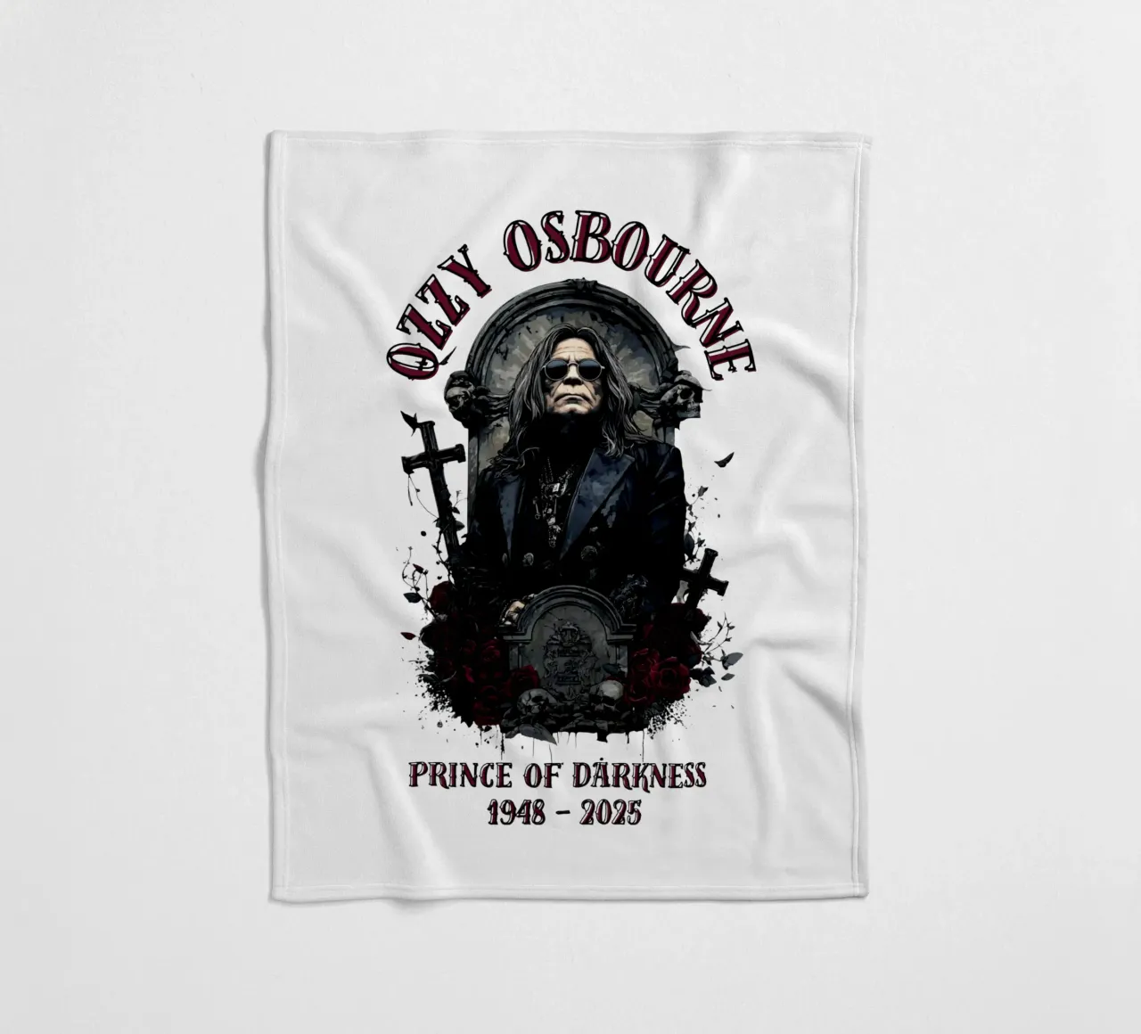 Riposa in pace Ozzy Osbourne coperta in pile da https://www.juniqe.com/uk/shop/Henndraws