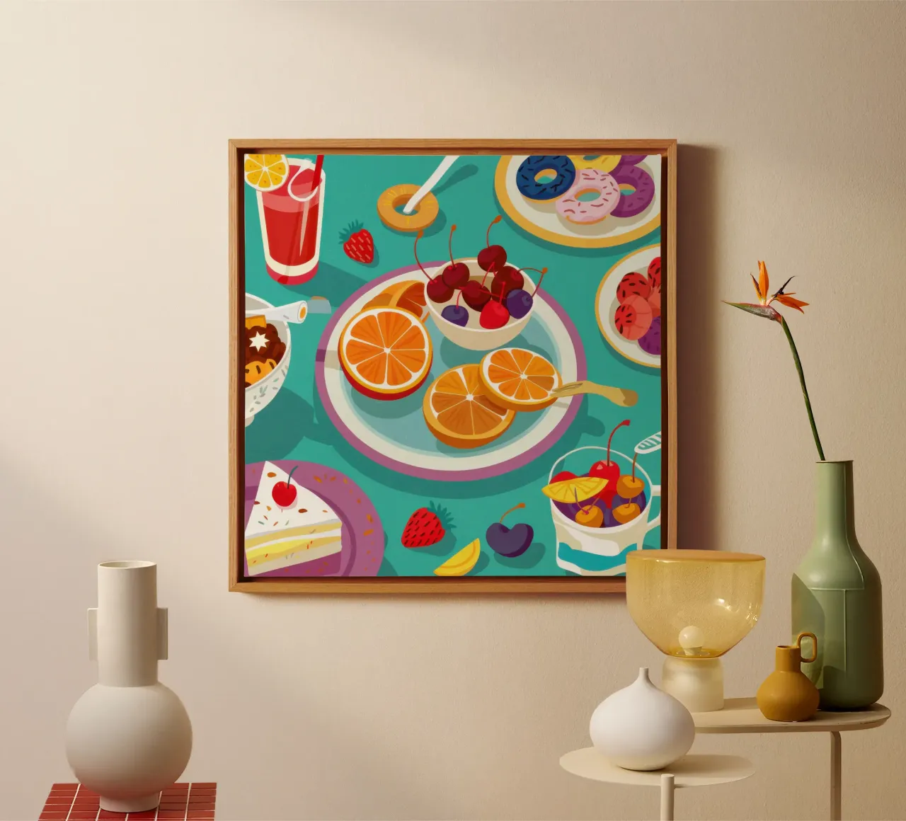 Vibrant Morning Spread canvas with Floater frame by Scaller Stars