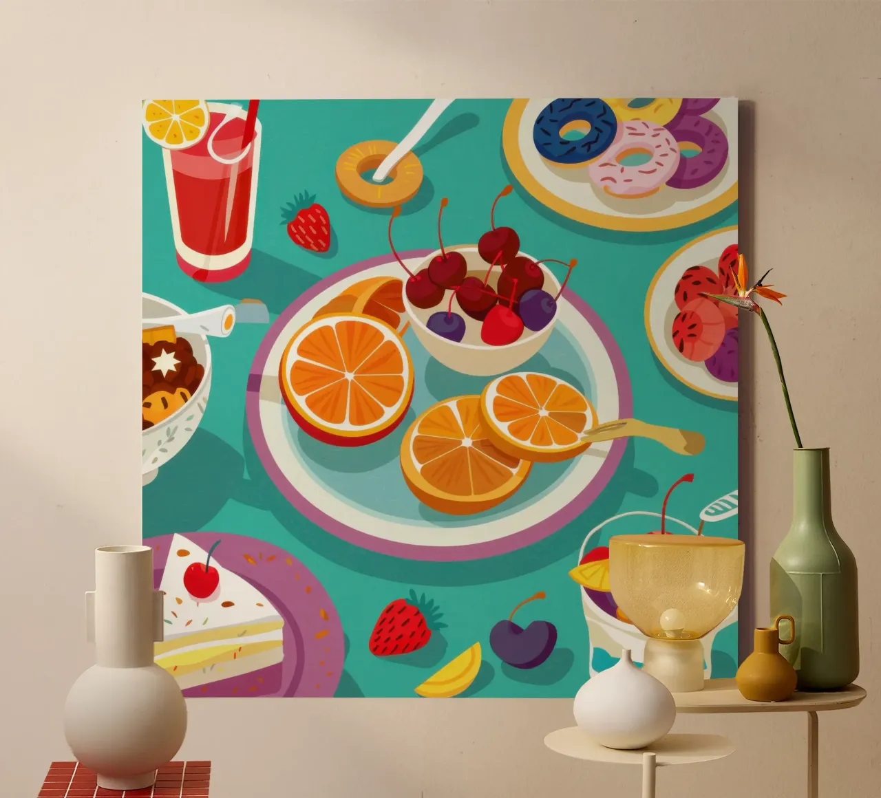 Vibrant Morning Spread canvas with Floater frame by Scaller Stars