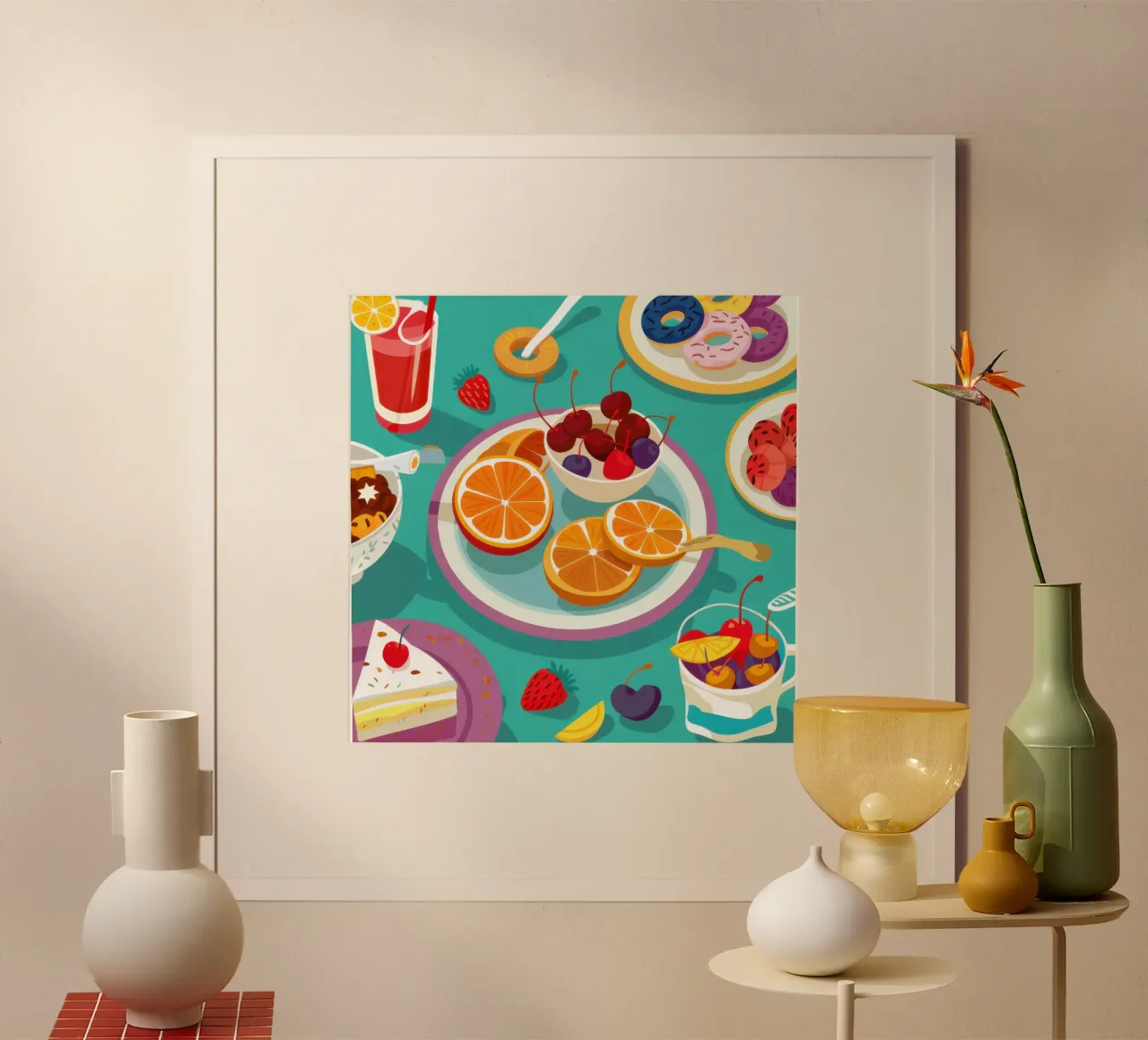 Mattinata vibrante poster con telaio in legno da Scaller Stars