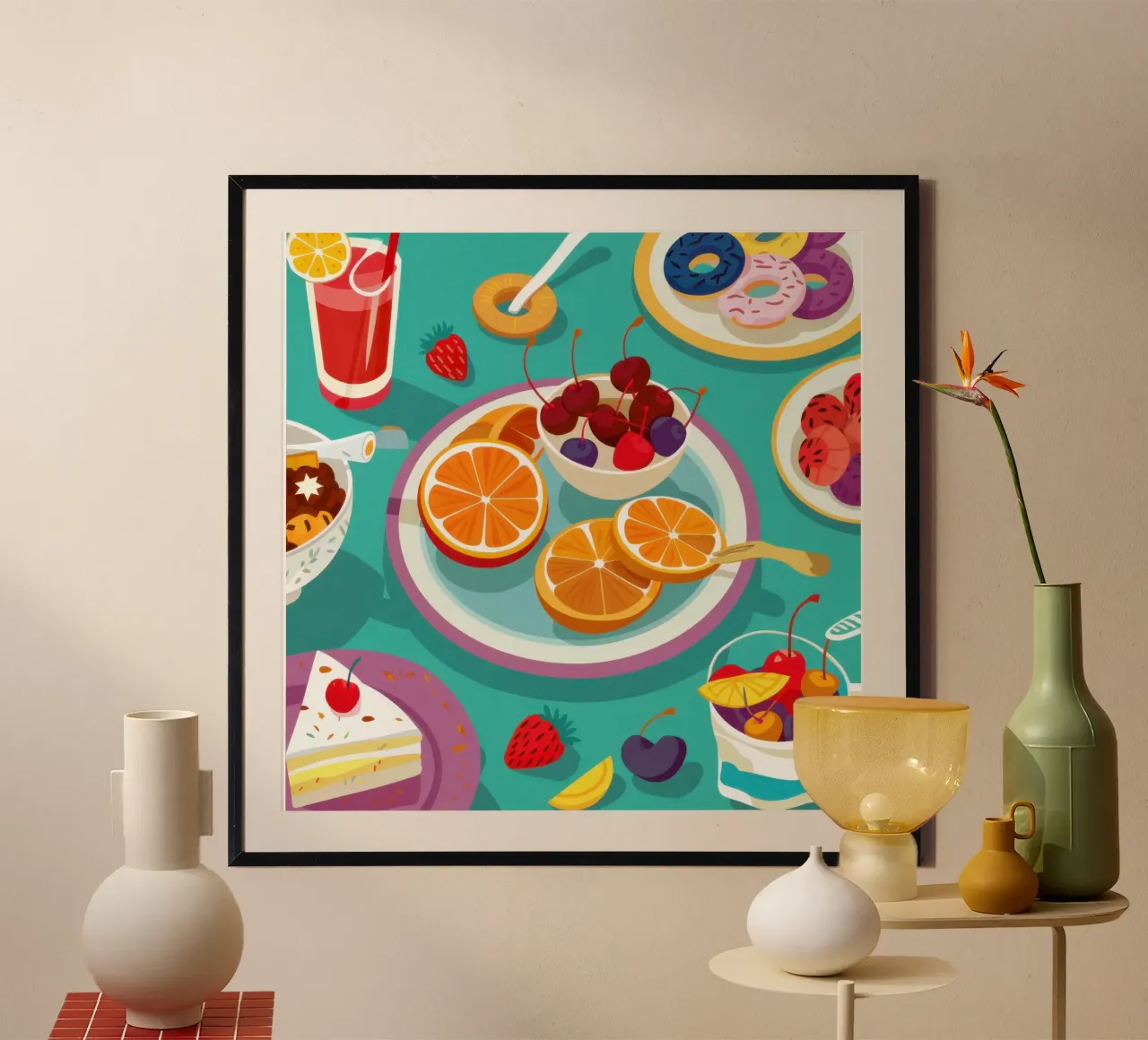 Mattinata vibrante poster con telaio in legno da Scaller Stars