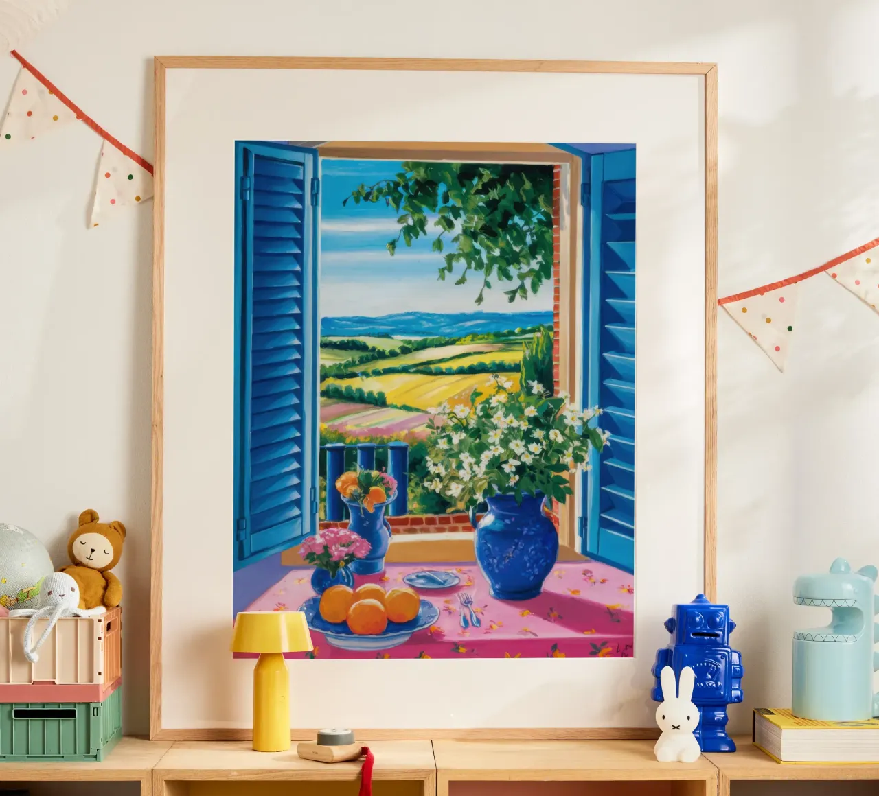 Azure Shutter Vista poster con telaio in alluminio da Scaller Stars