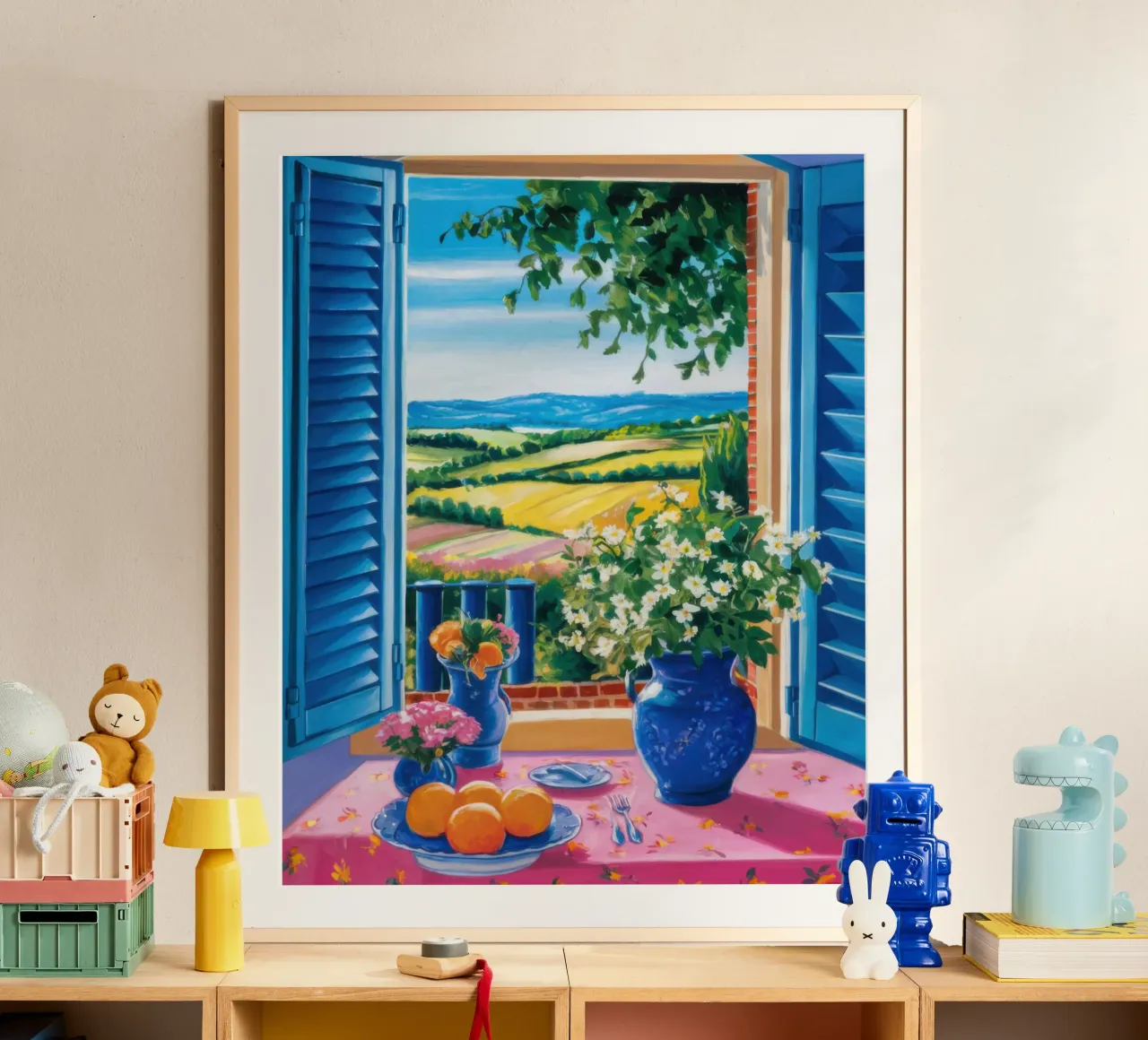 Azure Shutter Vista poster con telaio in alluminio da Scaller Stars
