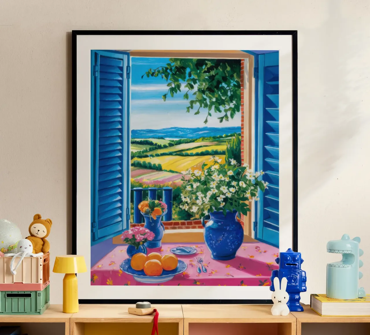 Azure Shutter Vista poster con telaio in alluminio da Scaller Stars