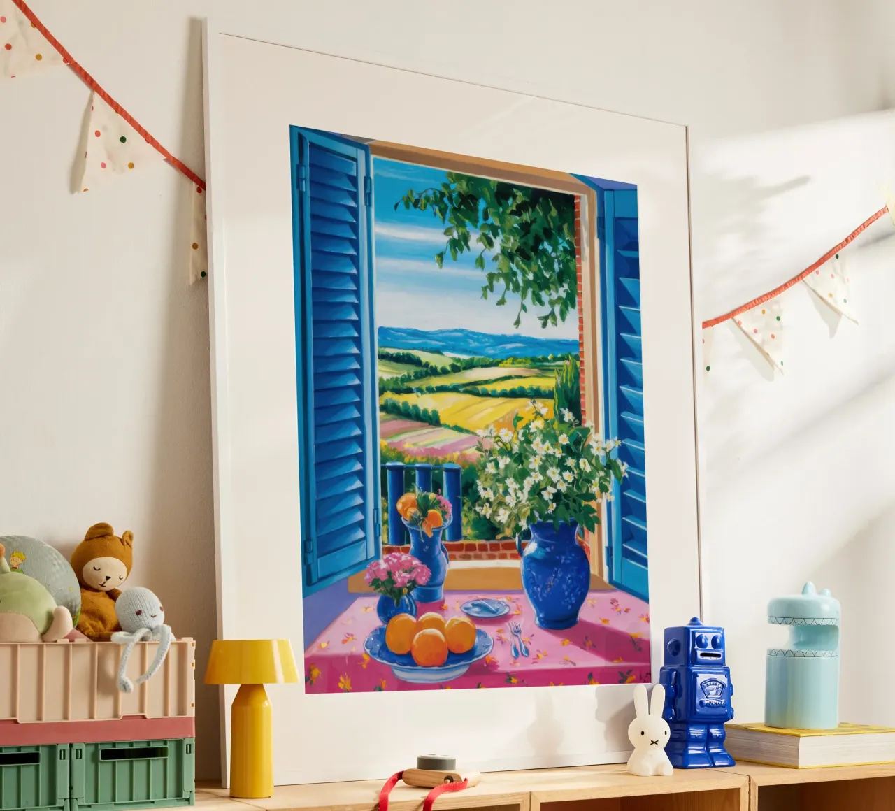 Azure Shutter Vista poster con telaio in alluminio da Scaller Stars