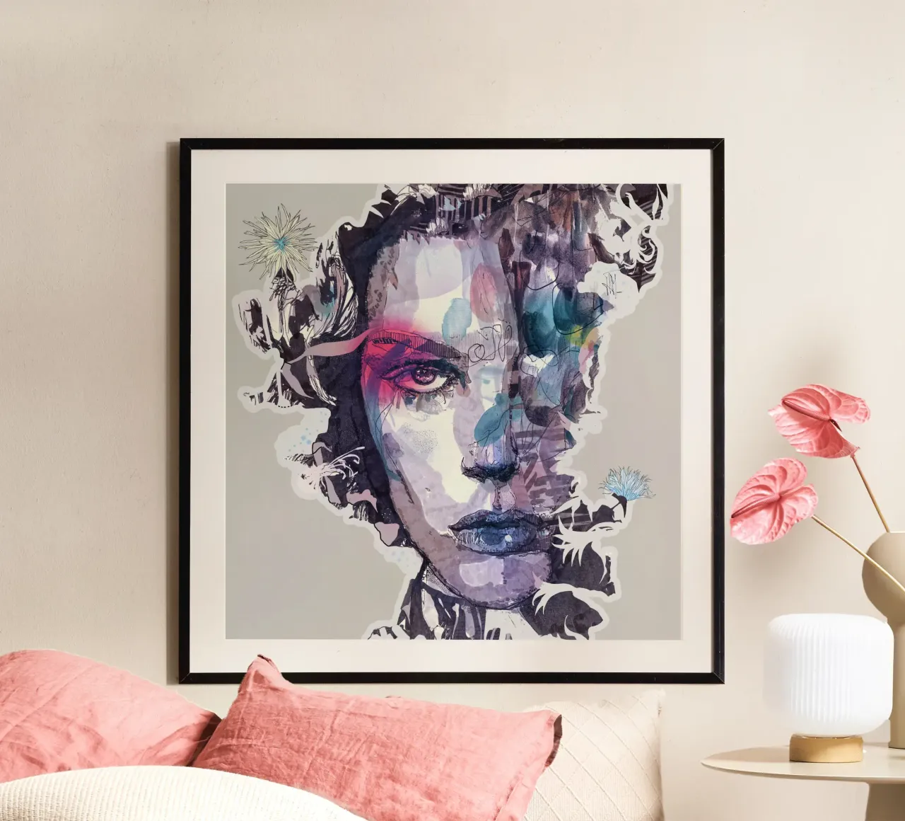 lunedì blu poster con telaio in legno da Giulio Iurissevich